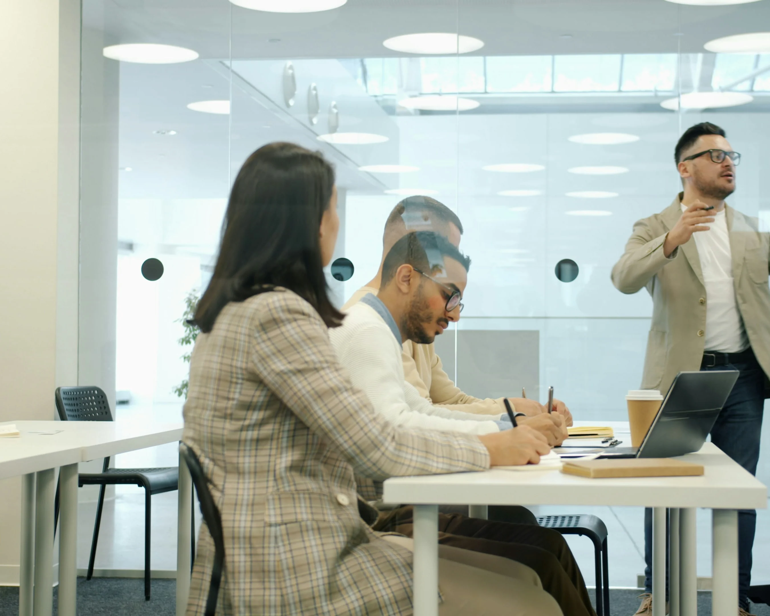 Experienced project professionals collaborating during a strategic project review